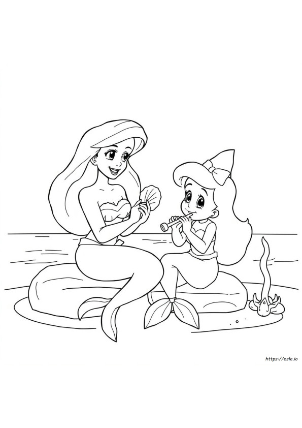 Ariel And Melody Coloring Pages