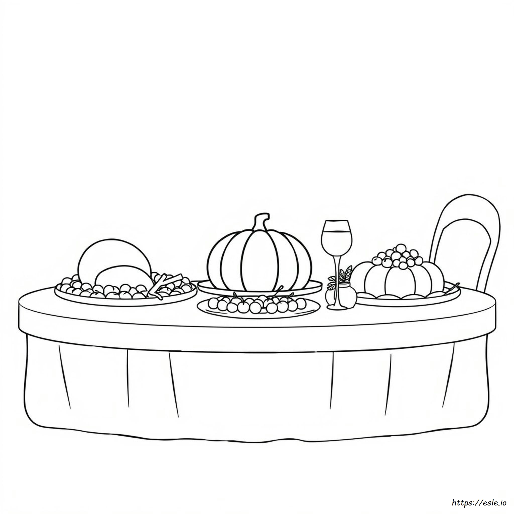 Mesa De Ação De Graças Para Colorir