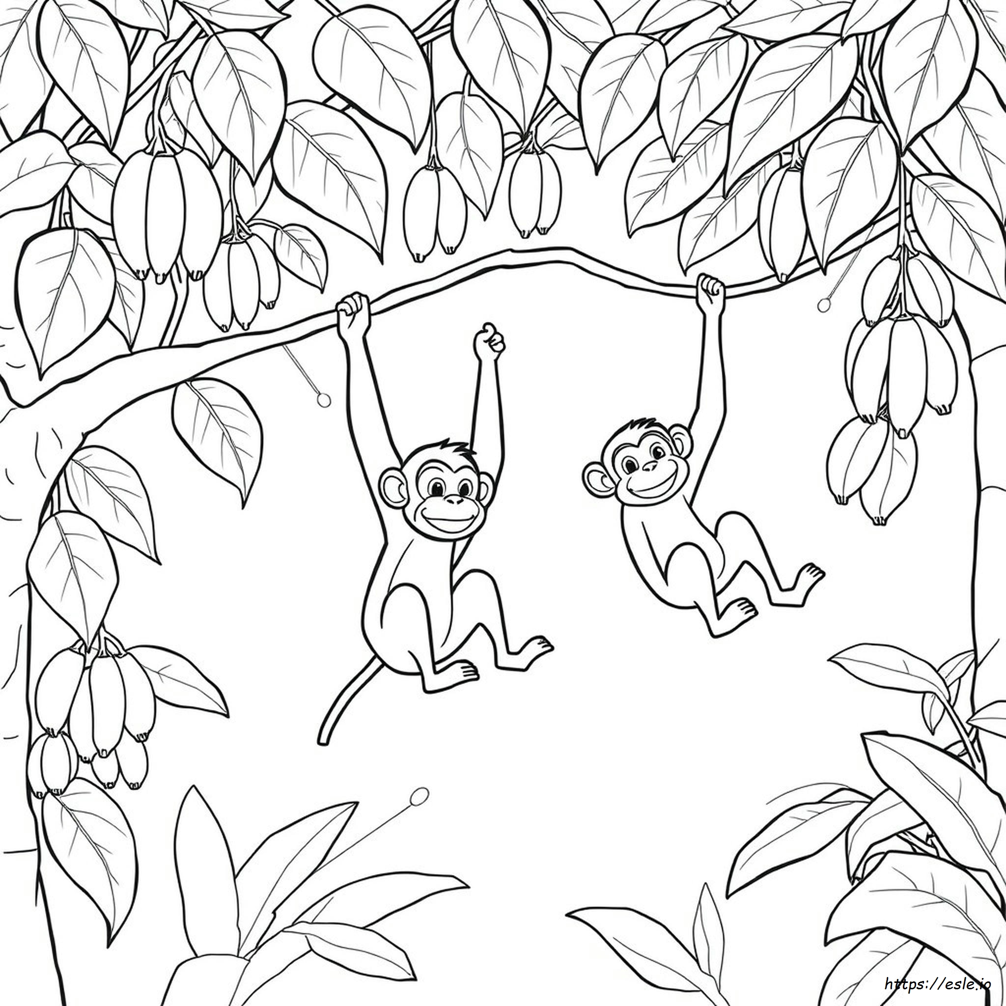Coloring Pages Of Monkeys In Trees