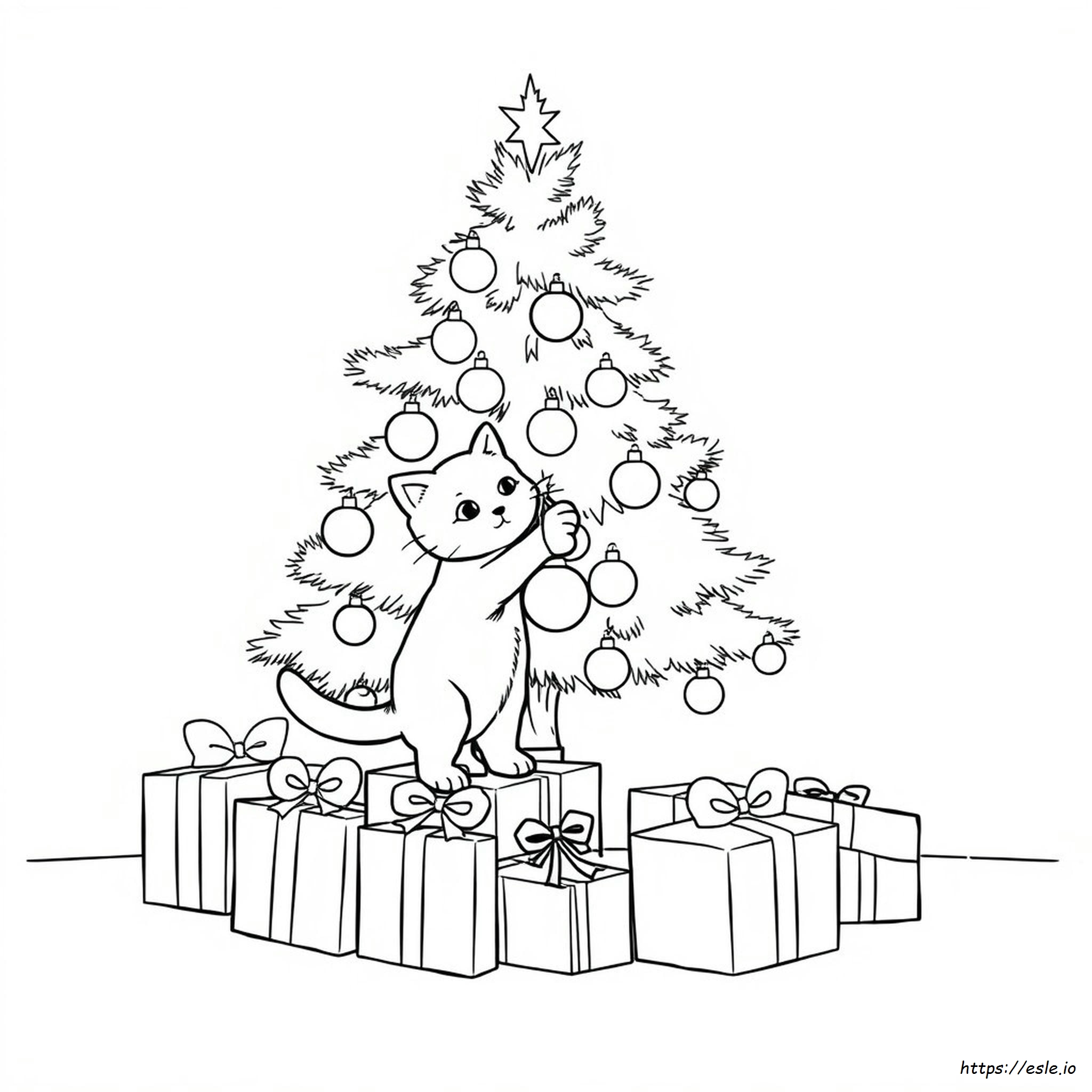Christmas Cat Colouring Pages Printable