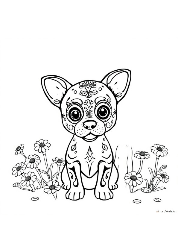 Sugar Skull Dog Coloring Pages