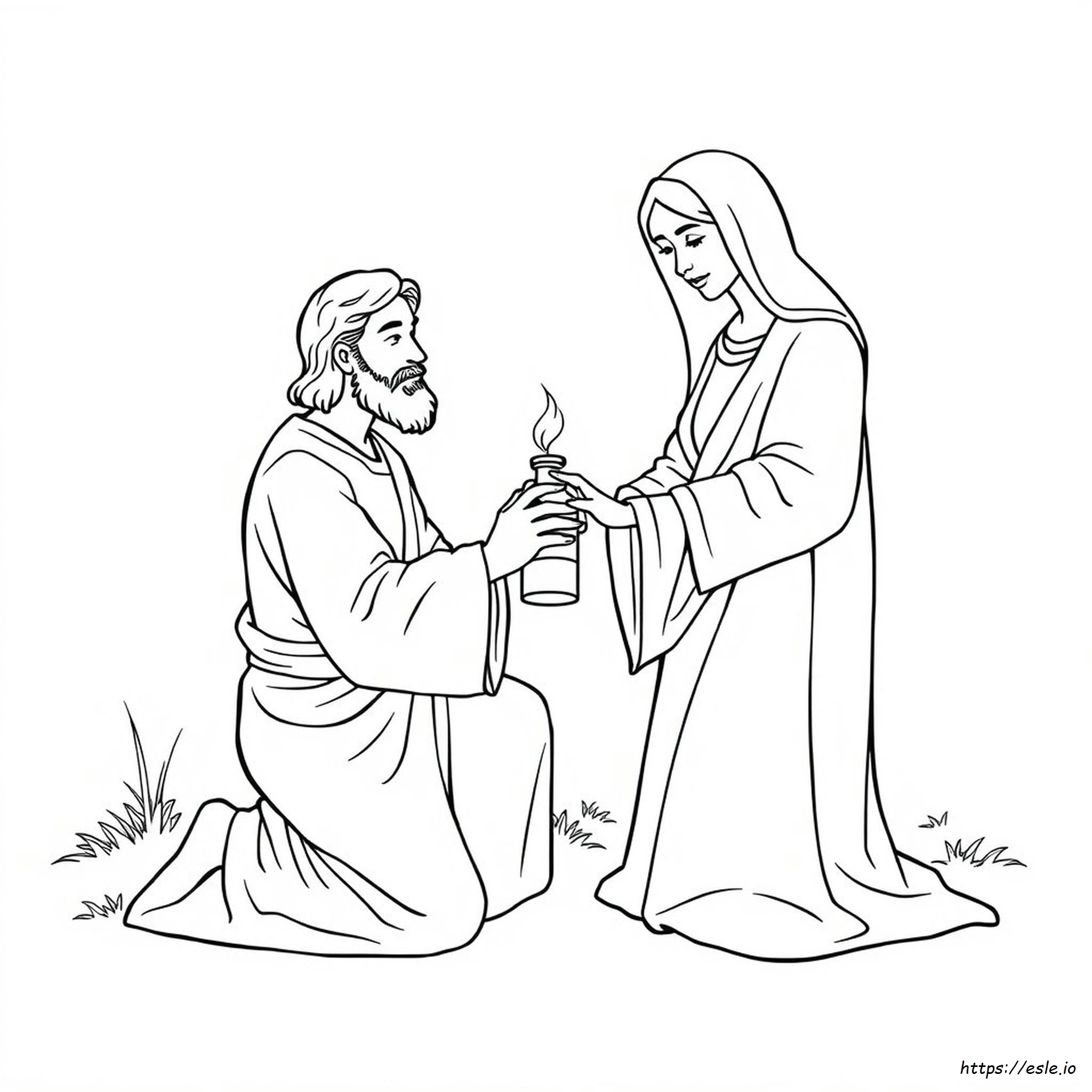 Mary Anoints Jesus Coloring Page