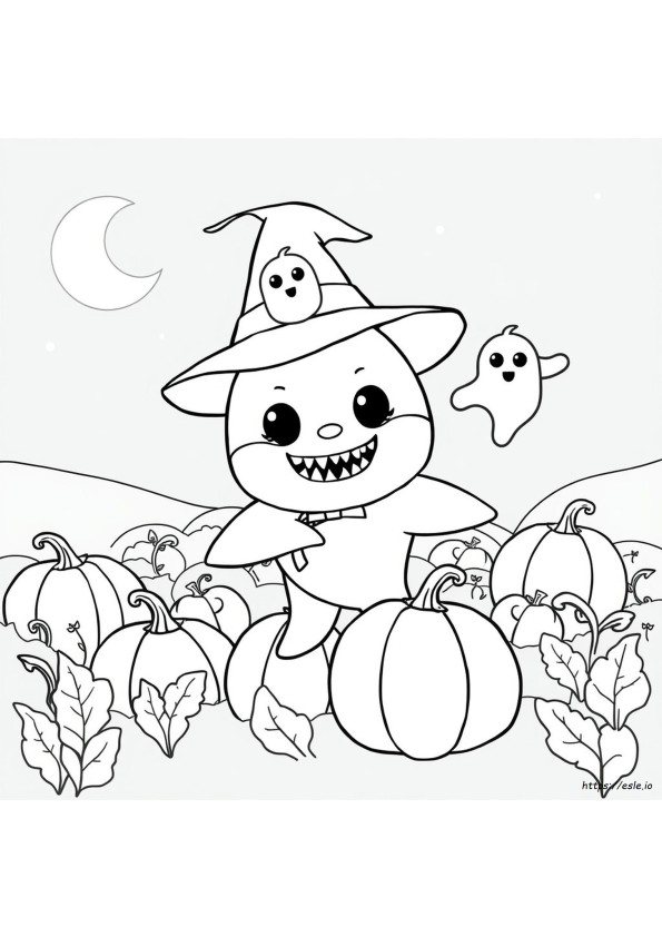 Kolorowanki Halloween Baby Shark
