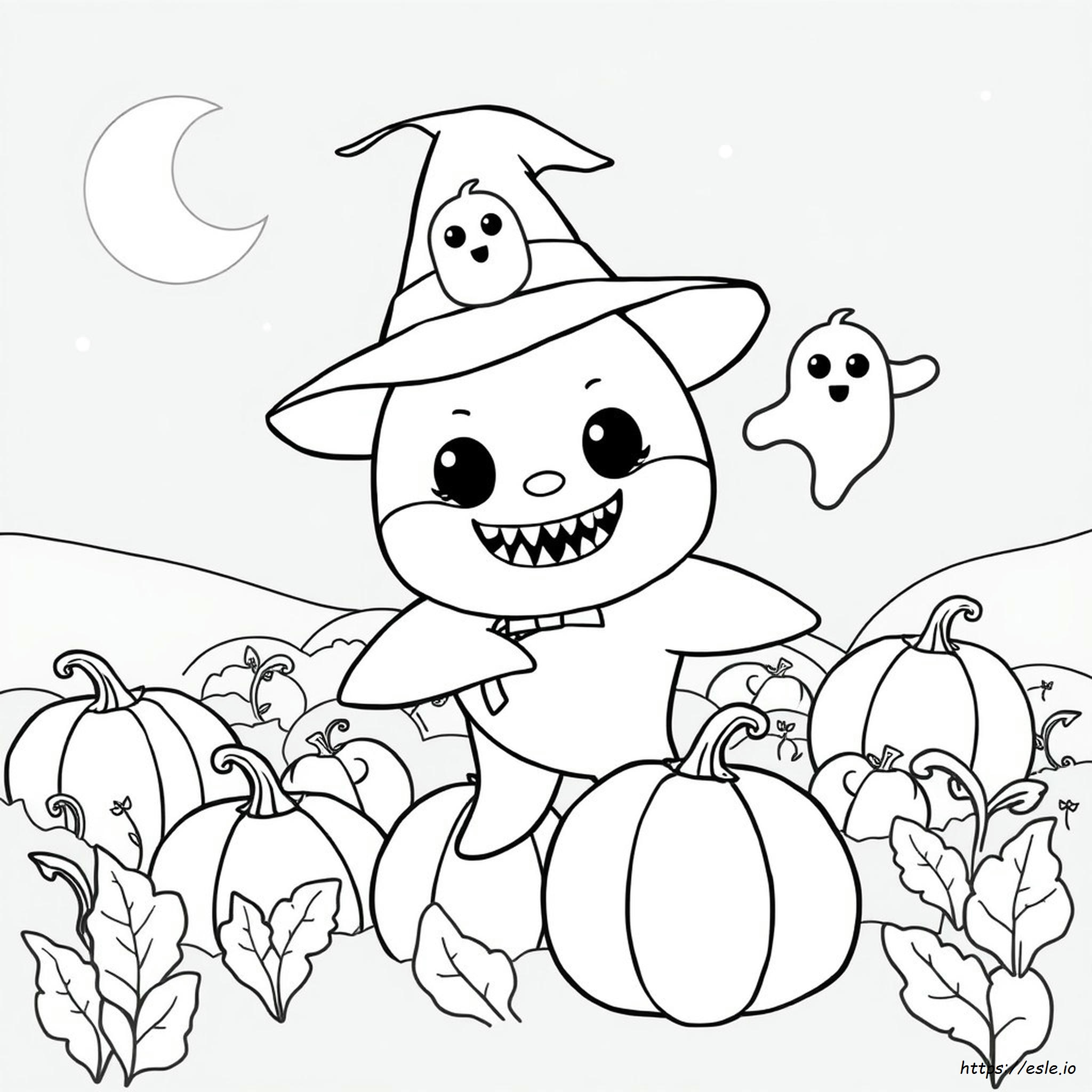 Baby Shark Halloween Lembar Mewarnai