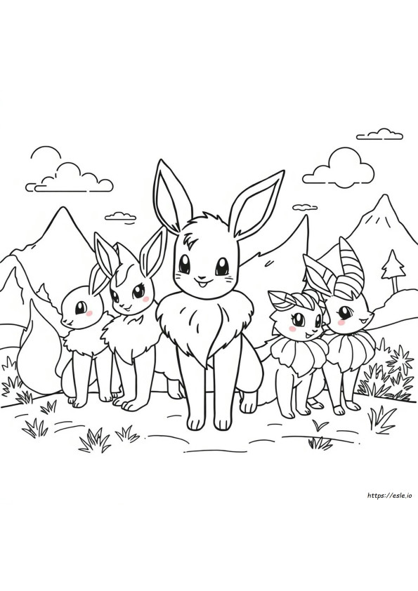 Gambar Mewarnai Eevee Dan Evolusi