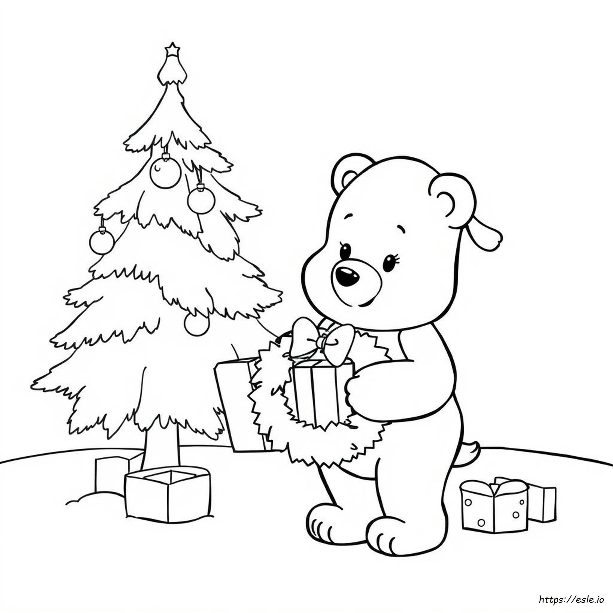 Beruang Perhatian Natal Gambar Mewarnai