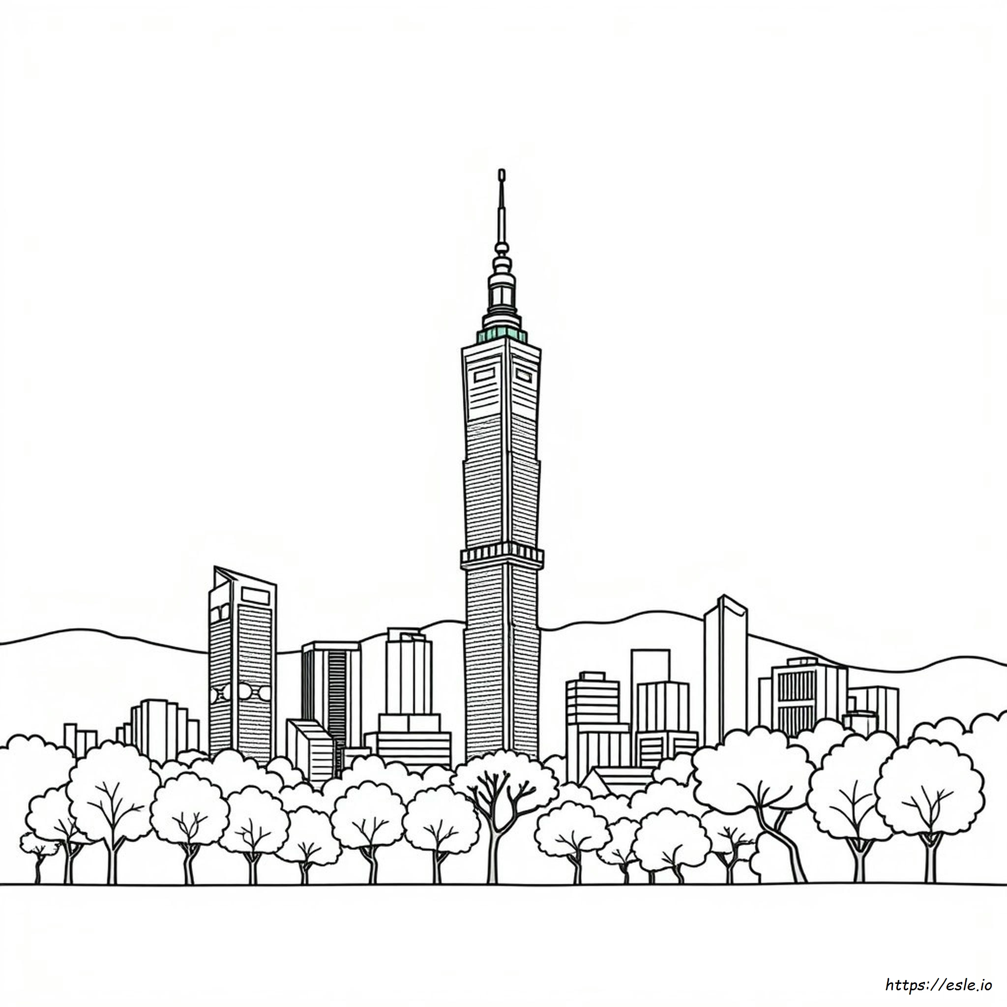 Halaman Mewarnai Taipei 101