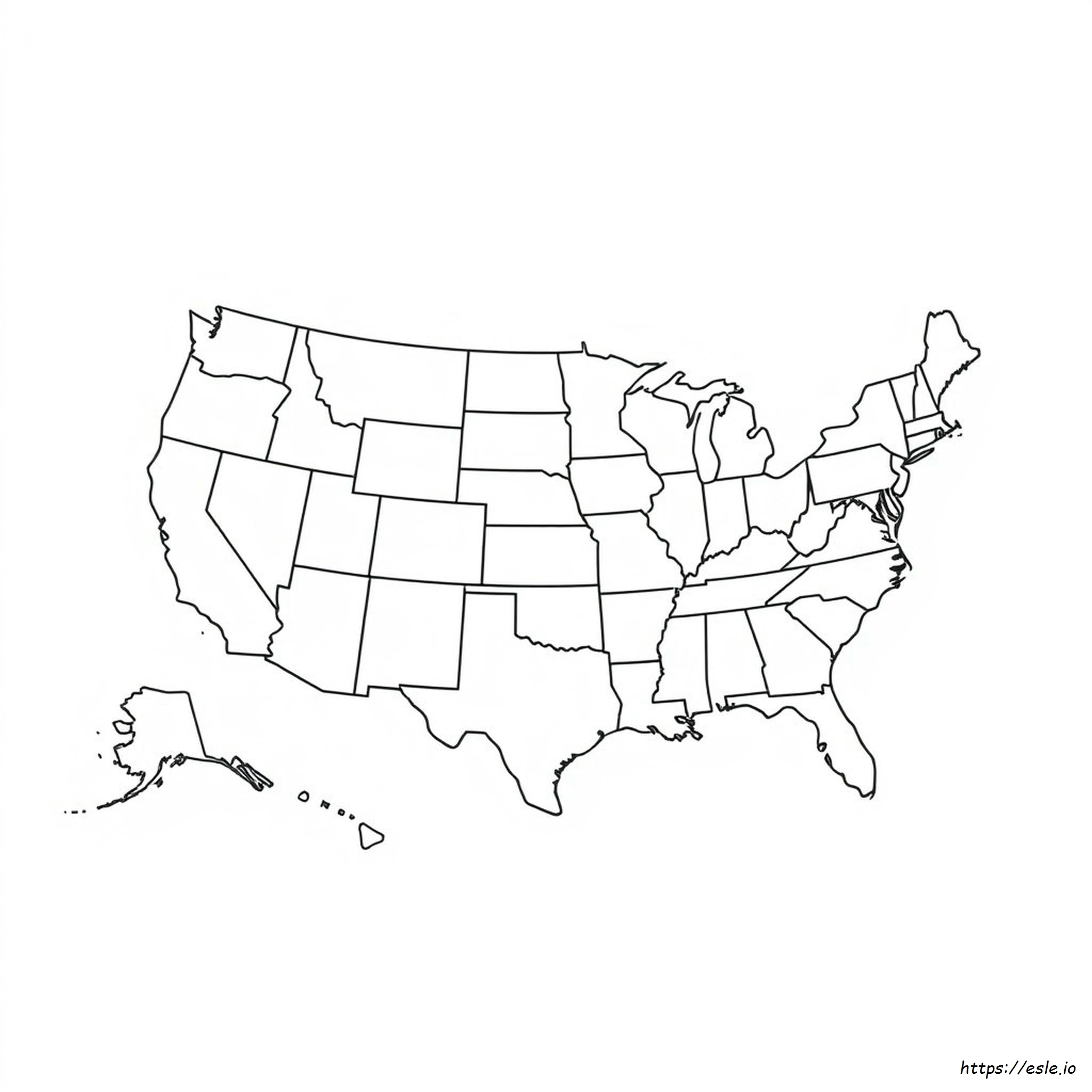 Usa Map With States Coloring Page