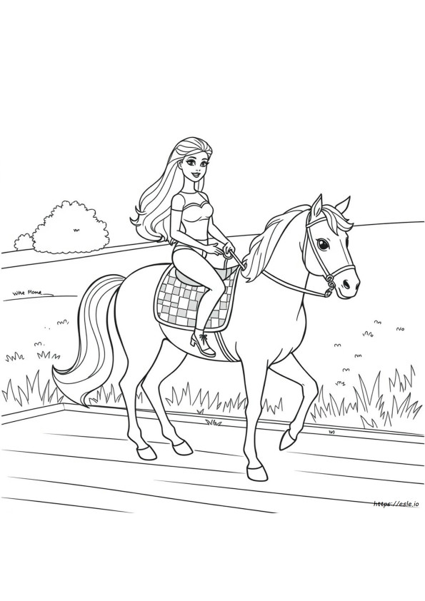 Barbie On A Horse Coloring Pages