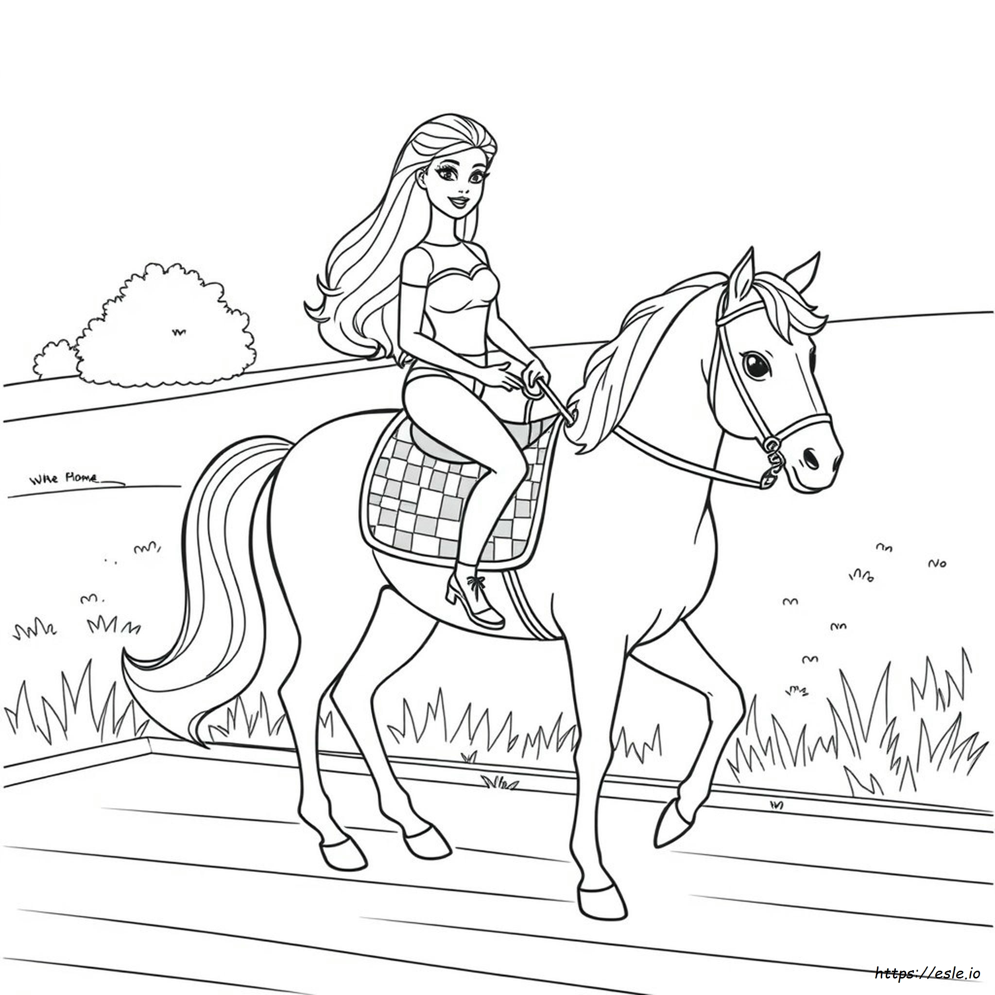 Barbie On A Horse Coloring Pages