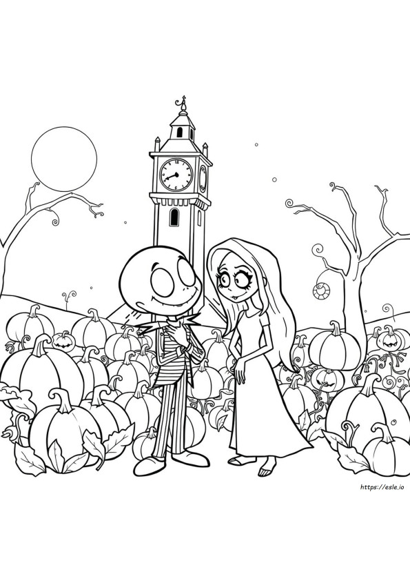 Lindo Jack Y Sally Para Colorear