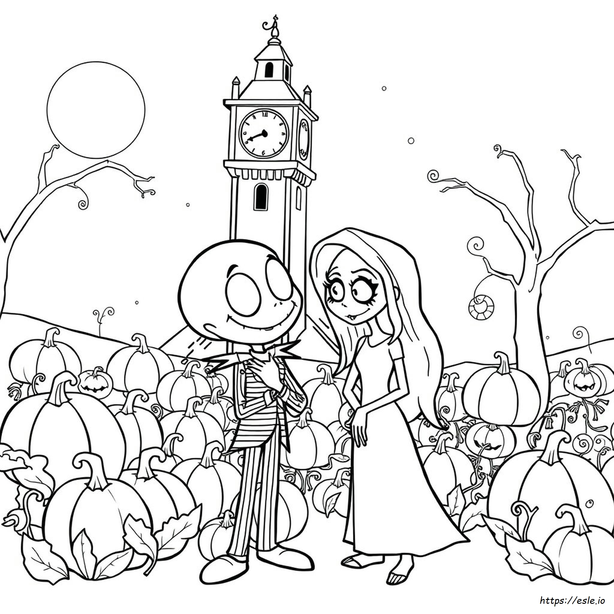 Cute Jack And Sally Coloring Pages