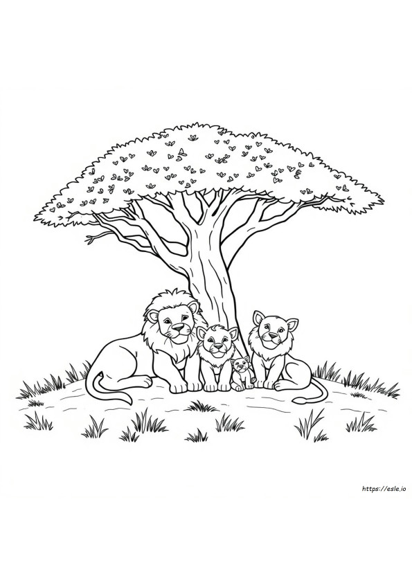 Famiglia Di Leoni Da Colorare