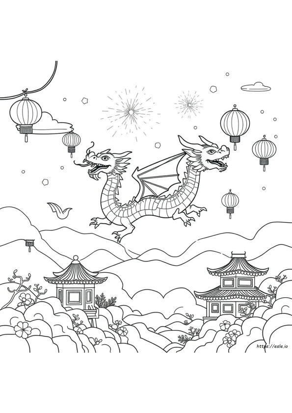 Chinese New Year Dragon Colouring In