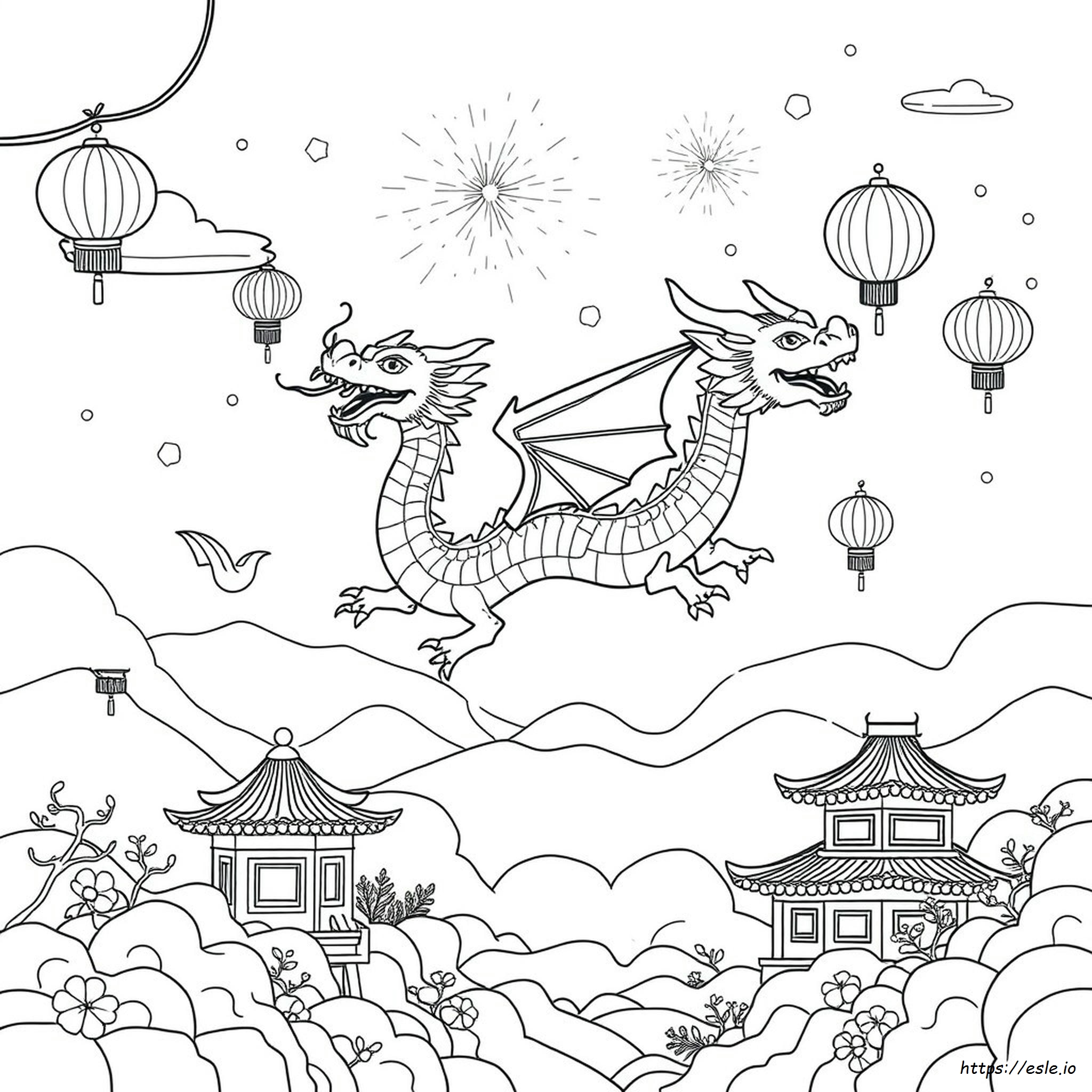 旧正月 龍のぬりえ 無料印刷