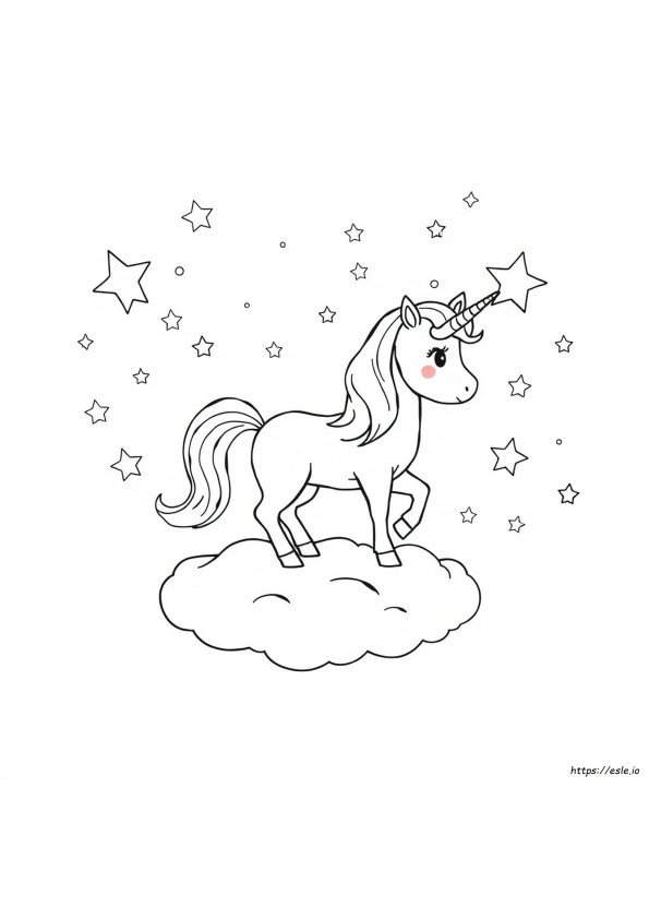 Unicorn With Stars Coloring Pages