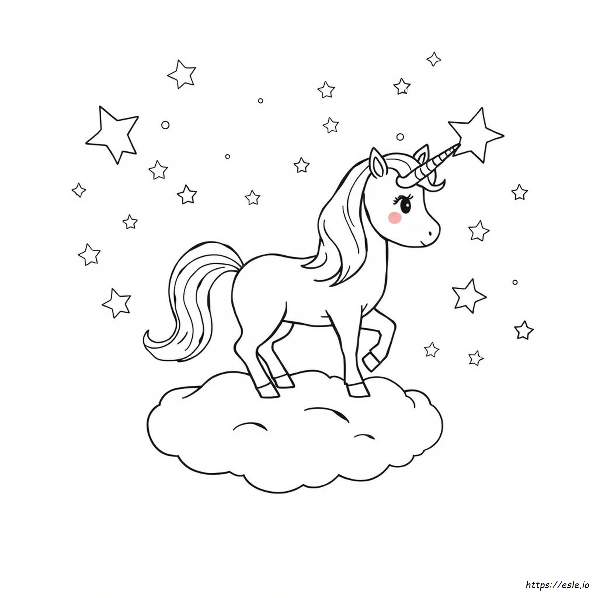 Unicórnio Com Estrelas Para Colorir
