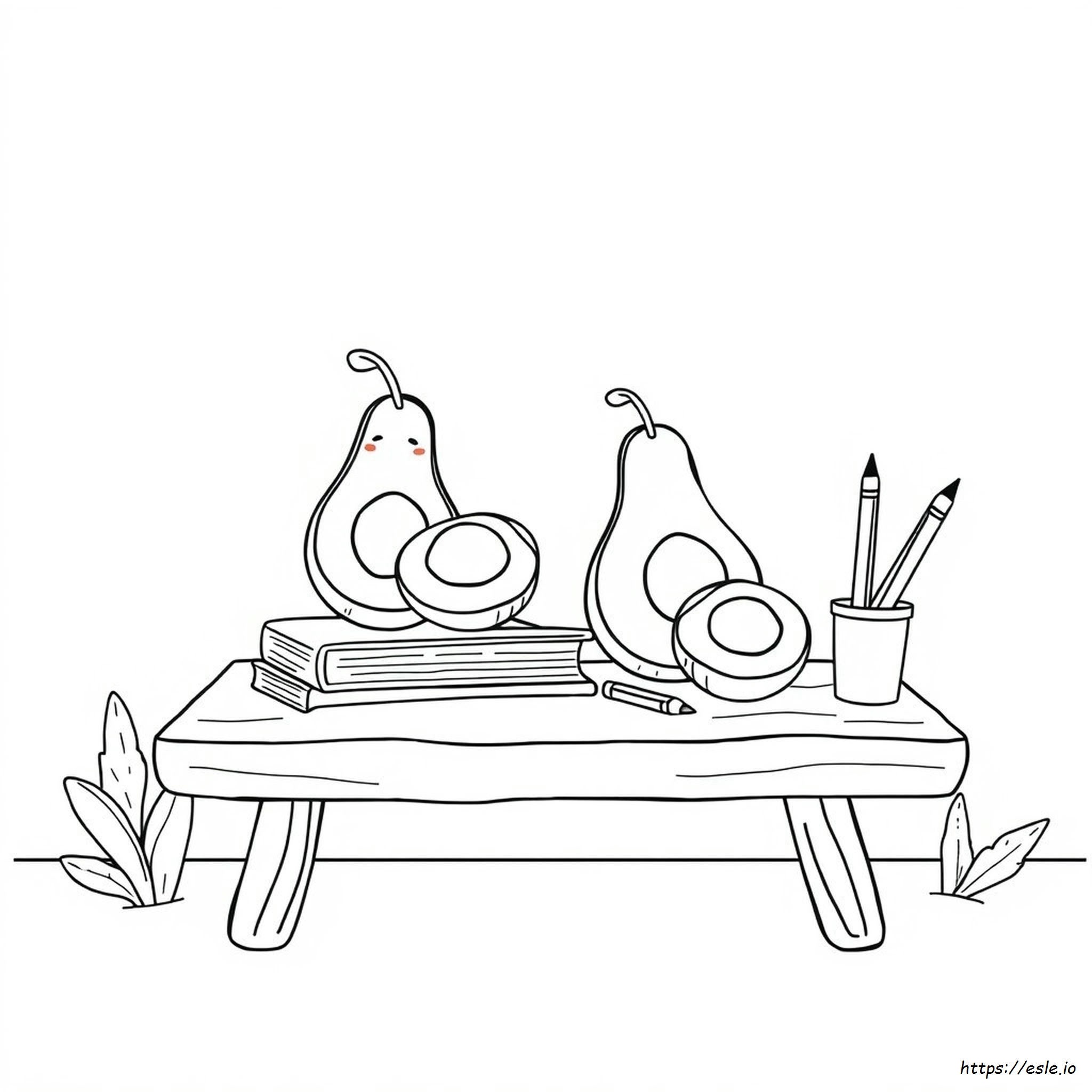 Cartoon Avocado Coloring Page