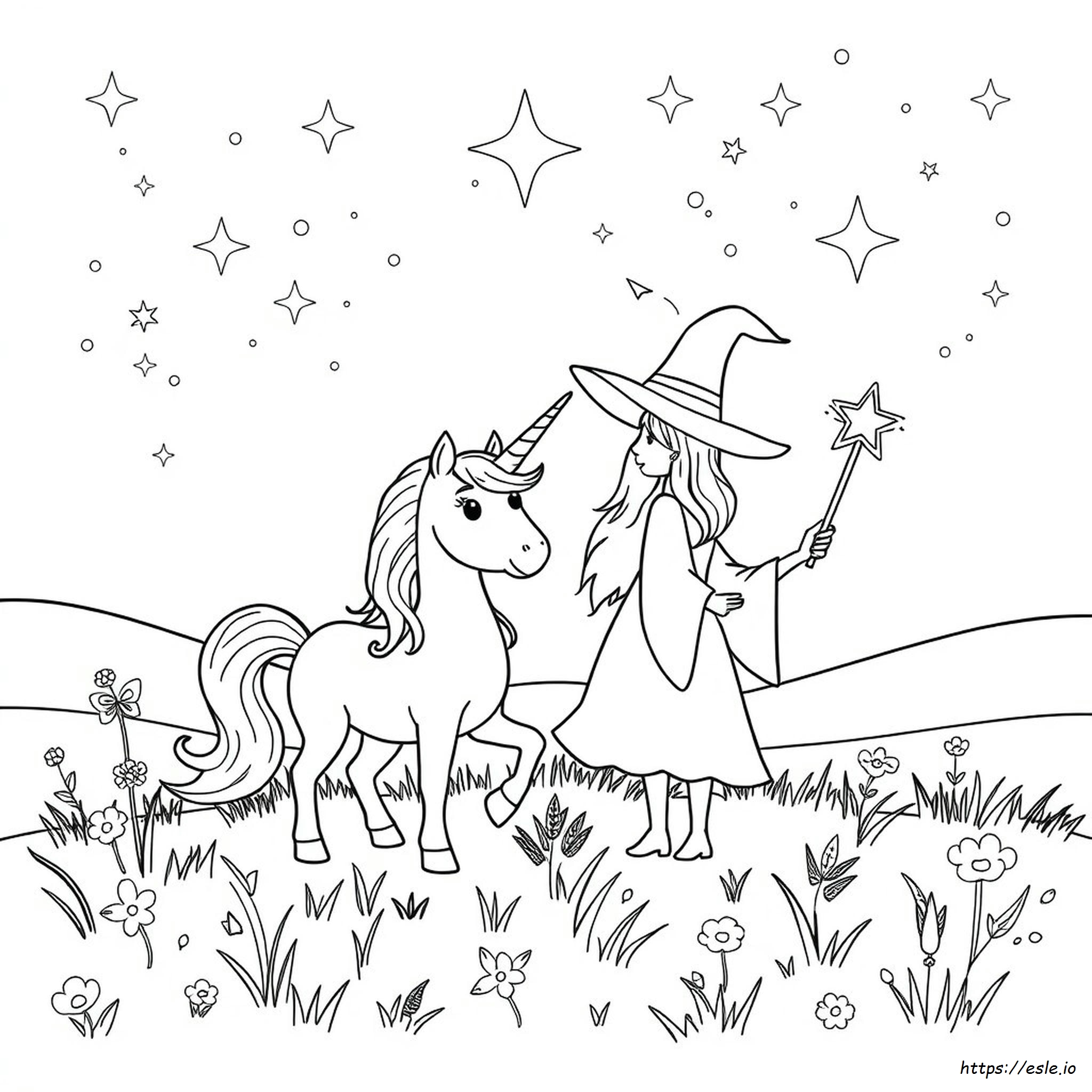 Unicorn Penyihir Gambar Mewarnai