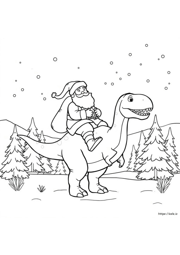Joulupukki Dinosaurus Värityskuvat