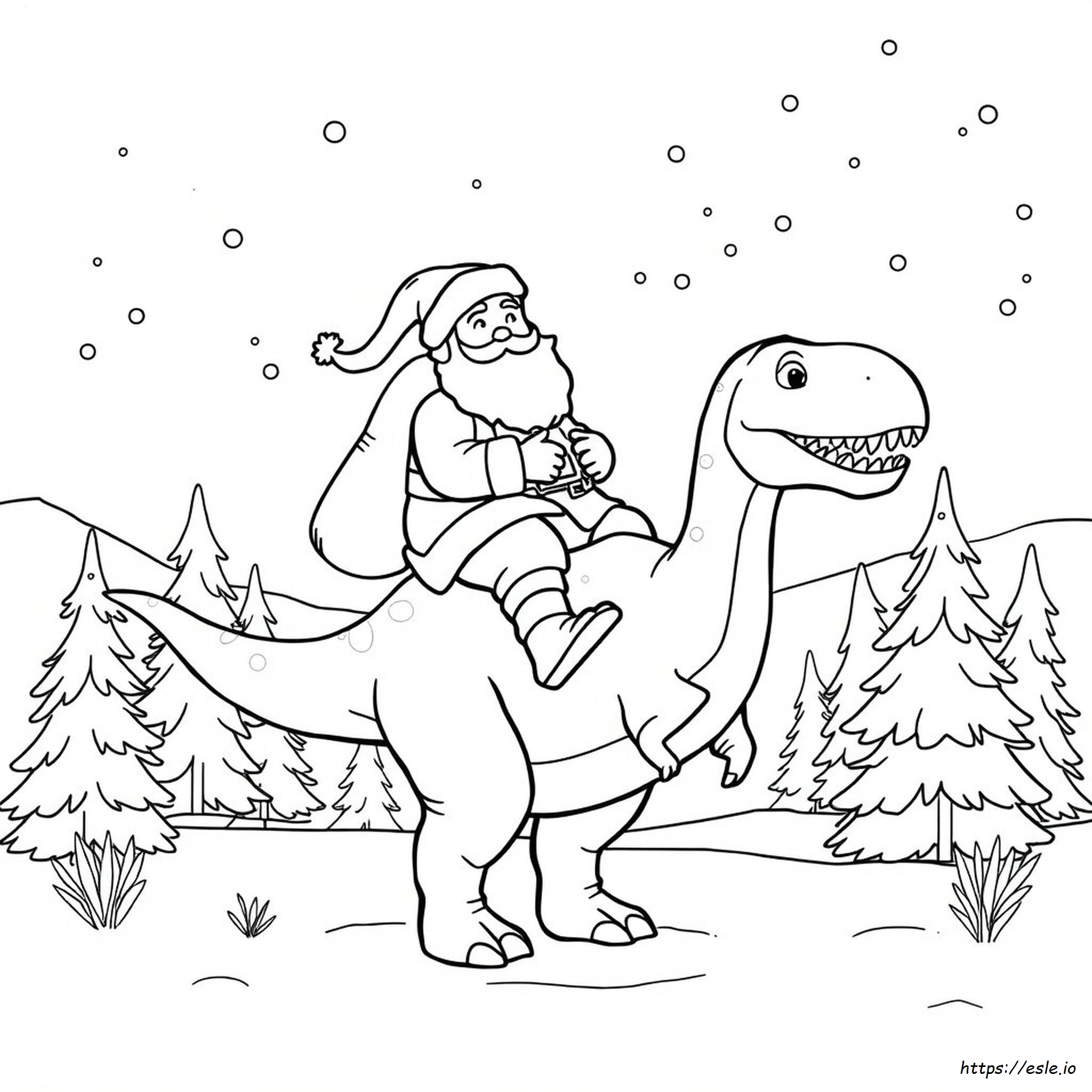Santa Dinosaur Coloring Page
