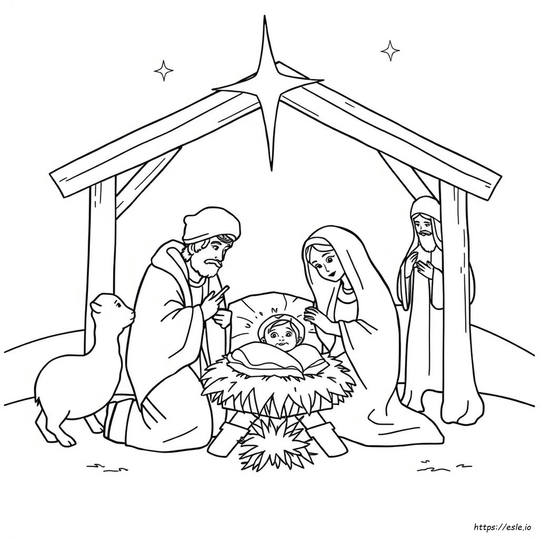 Gambar Mewarnai Kelahiran Yesus - Gratis untuk Dicetak