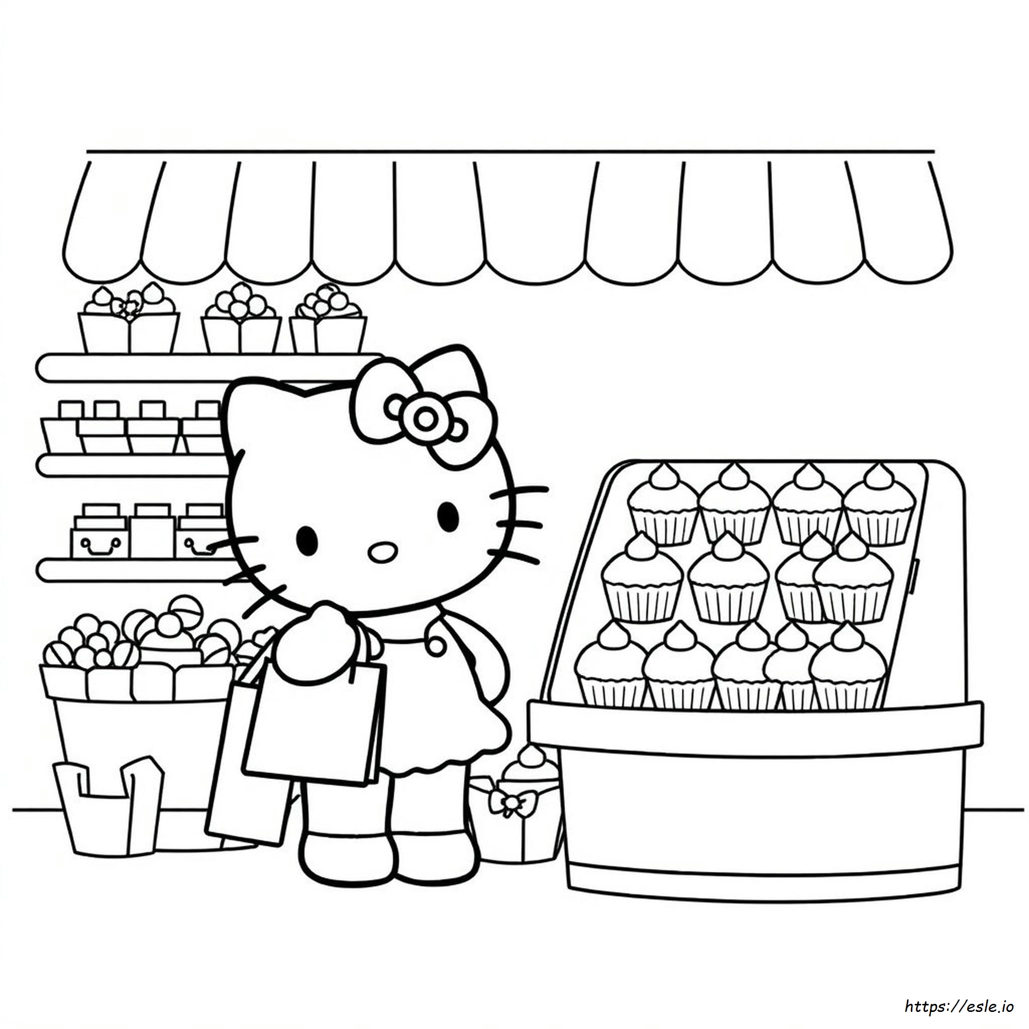 Hello Kitty Shopping Coloring Pages