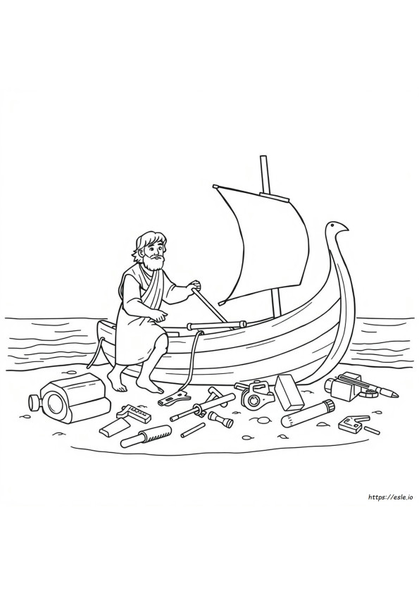 Nephi Costruisce Una Barca Da Colorare