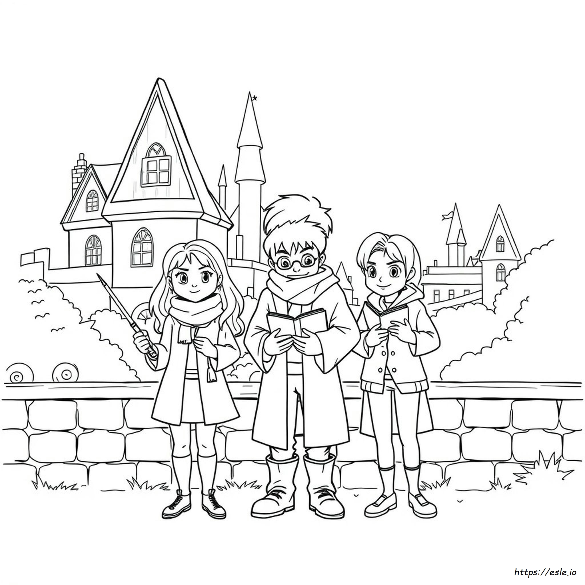 Harry Ron And Hermione Coloring Pages