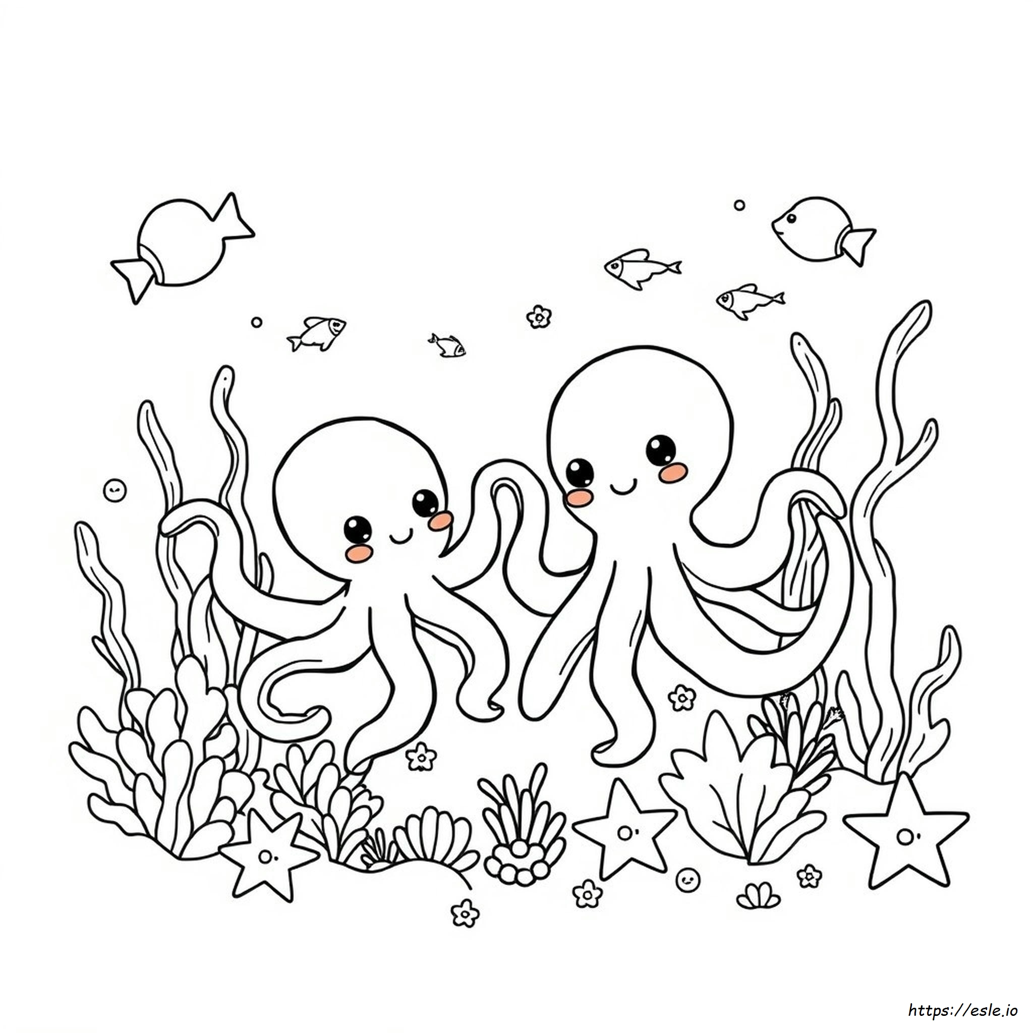 Caracatiță Kawaii De Colorat