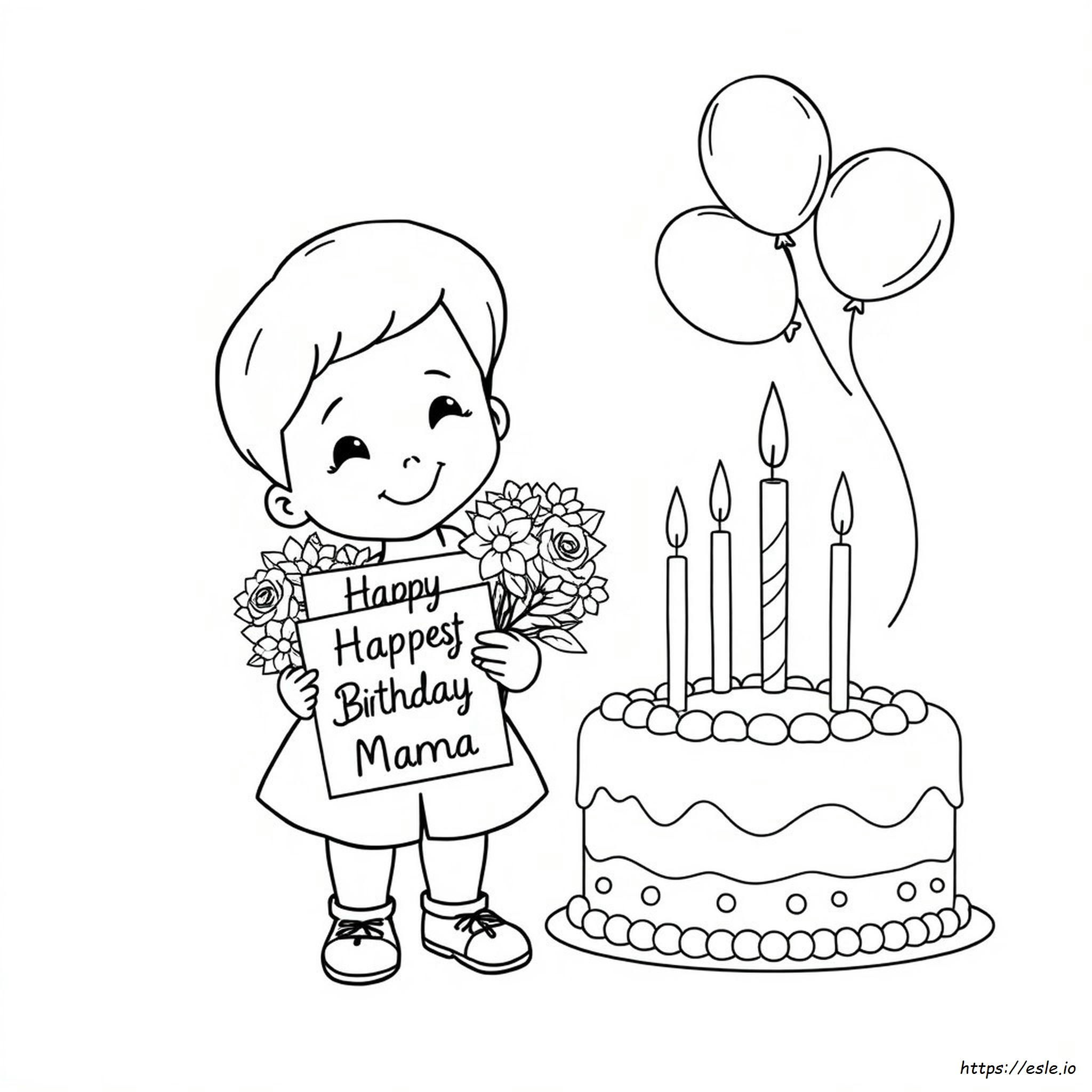 Happy Birthday Mama Coloring Page