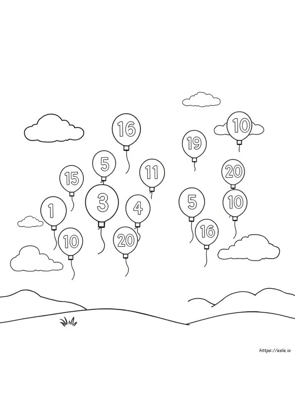 Numbers 1 To 20 Coloring Pages
