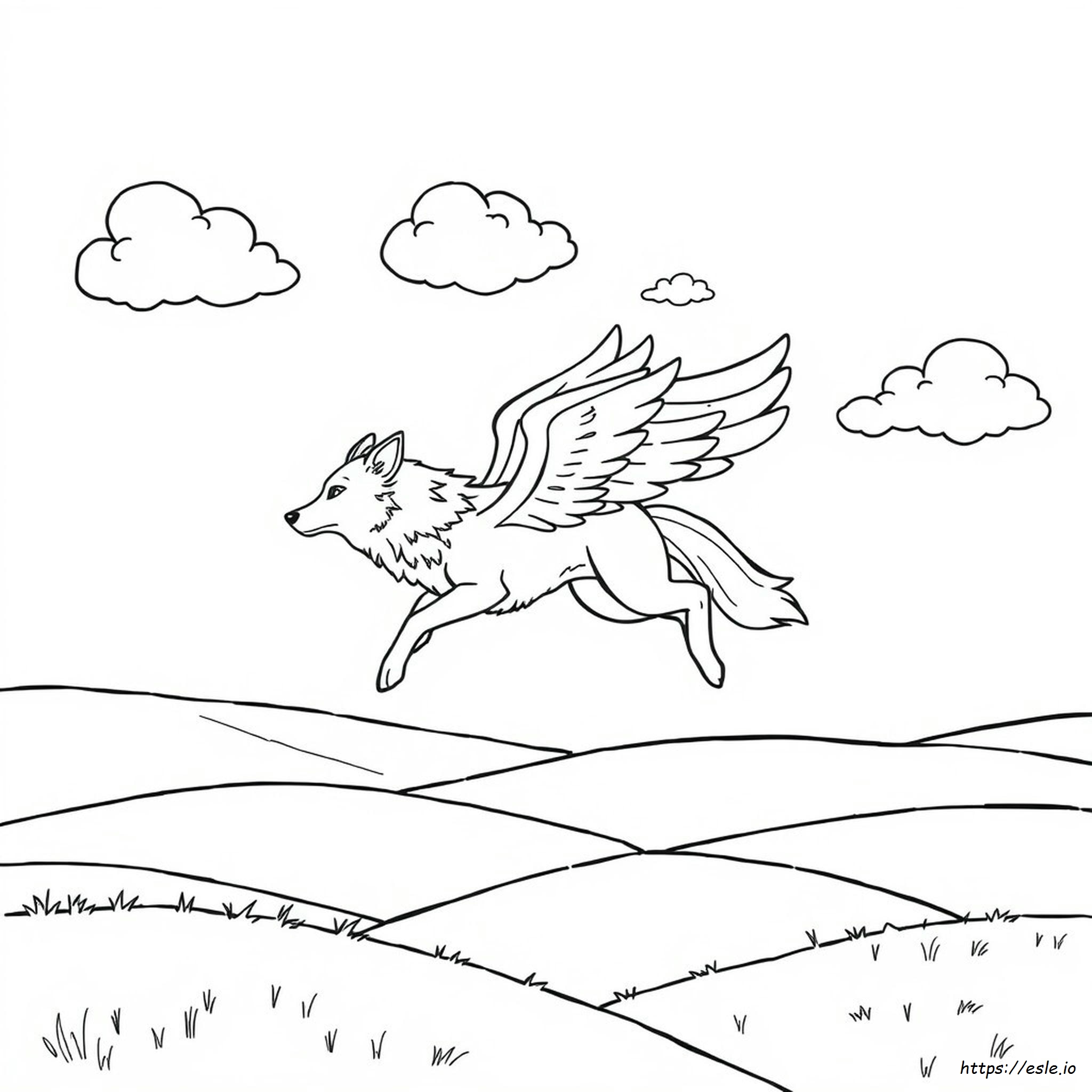 Female Wolf With Wings Coloring Pages
