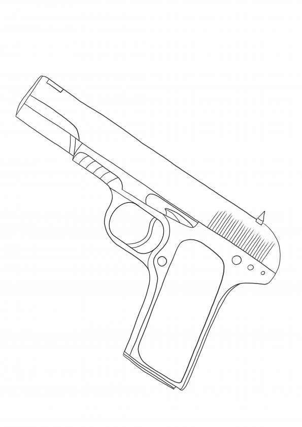 Handgun free coloring sheet to print or download