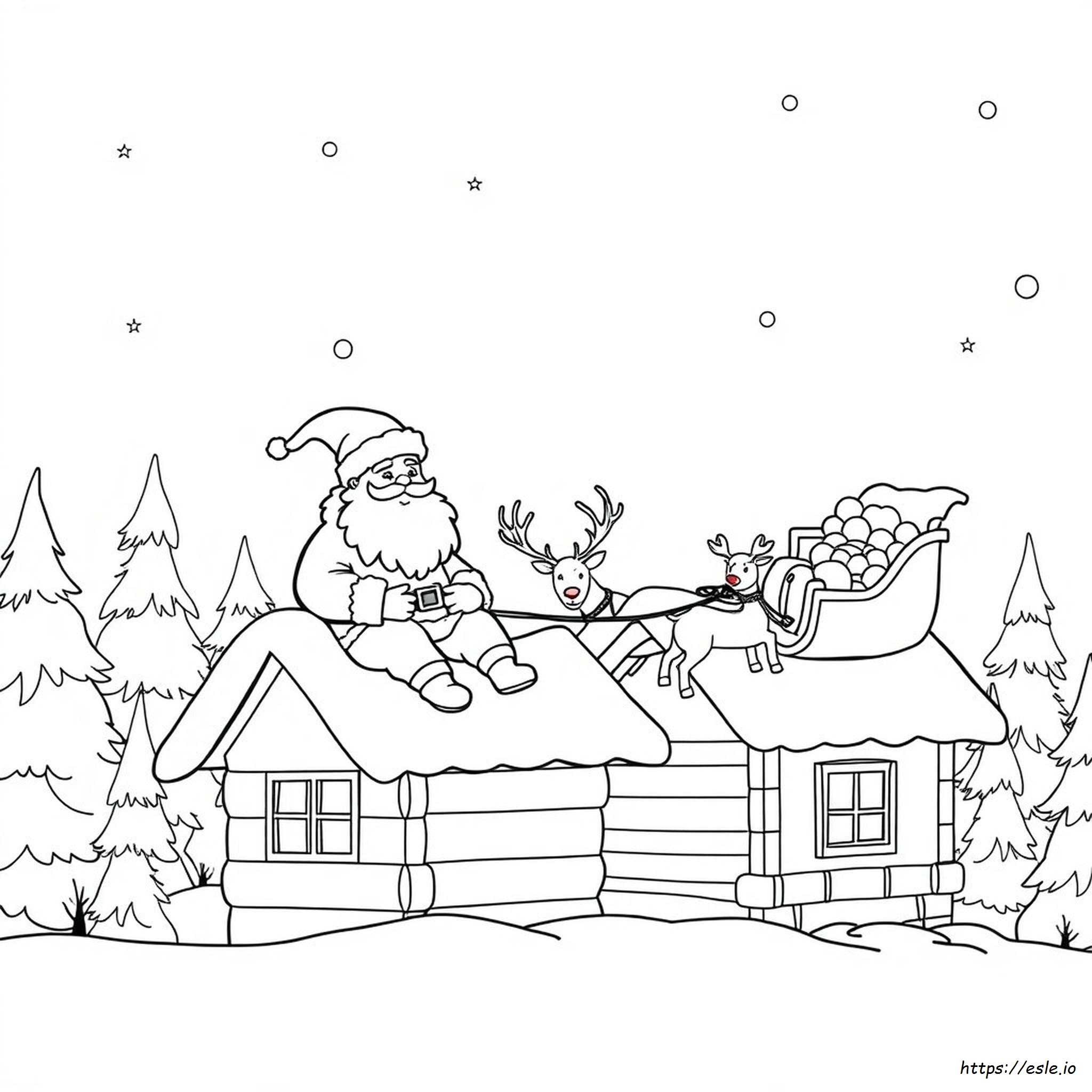 Santa And Rudolph Colouring