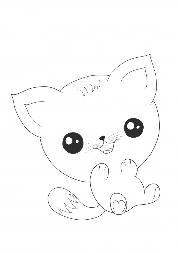 A cute Kawaii cat free download for coloring sheet