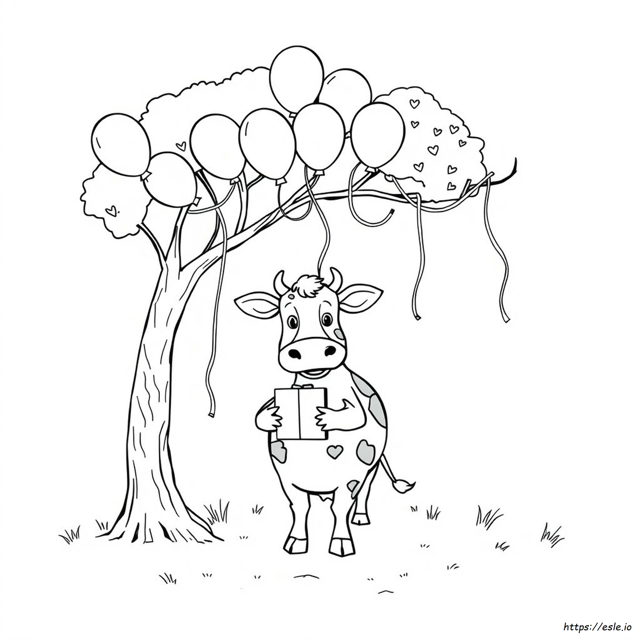 Sapi Selamat Ulang Tahun Lembar Mewarnai