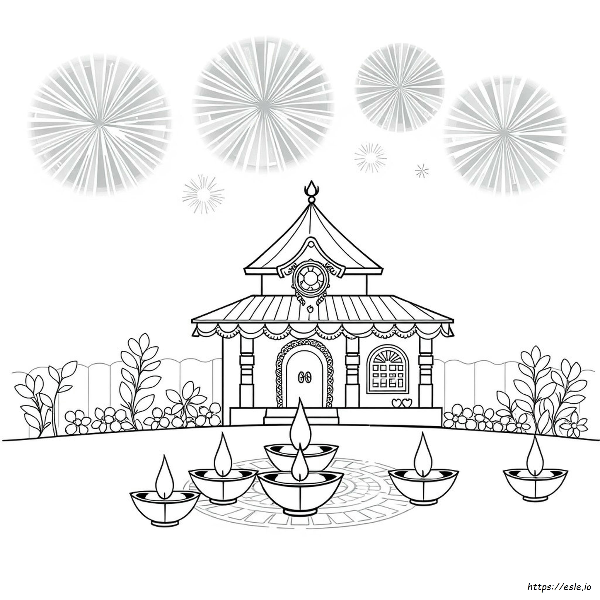 Gratis Kleurplaat: Diwali Tekening Printen kleurplaat