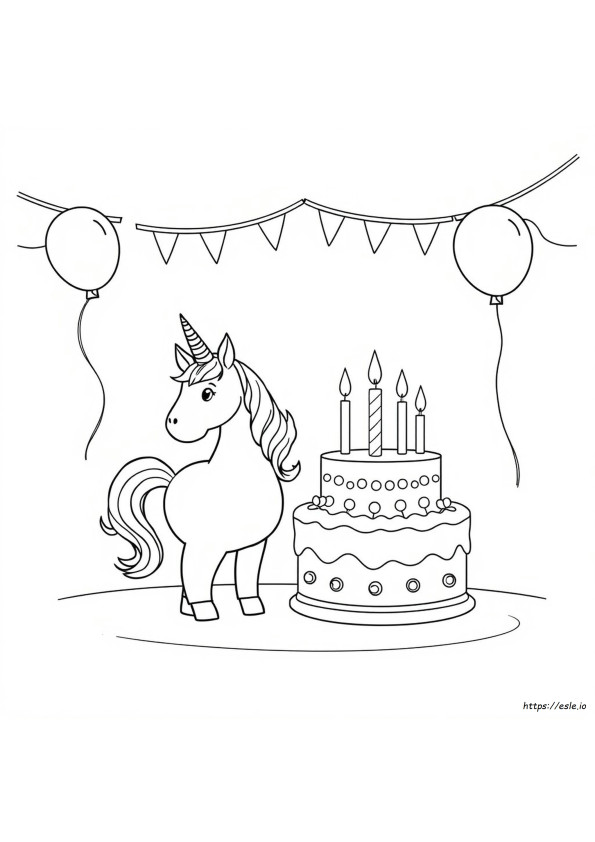 Unicorn Birthday Cake Coloring Pages