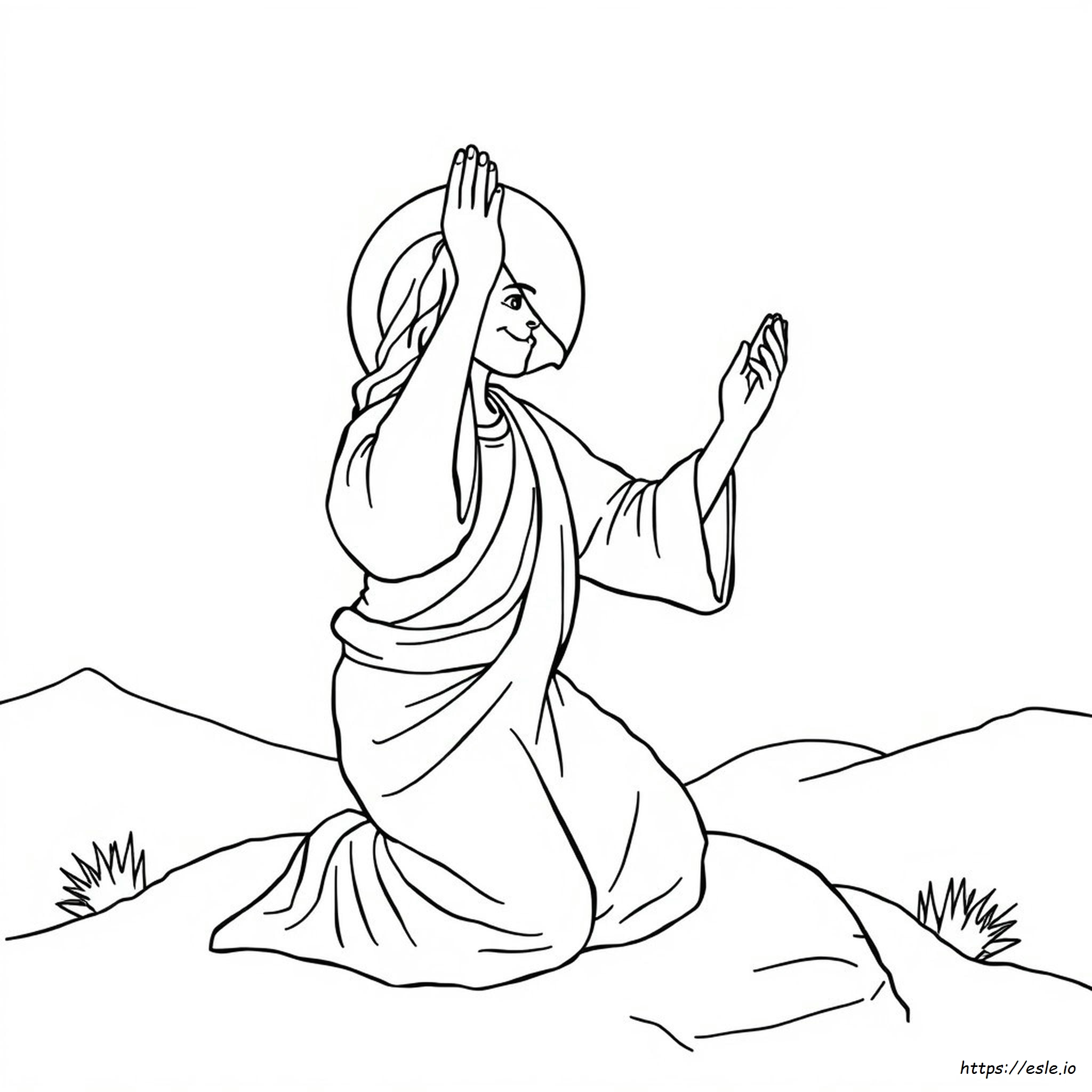 Jesus Praying Hands Coloring Page