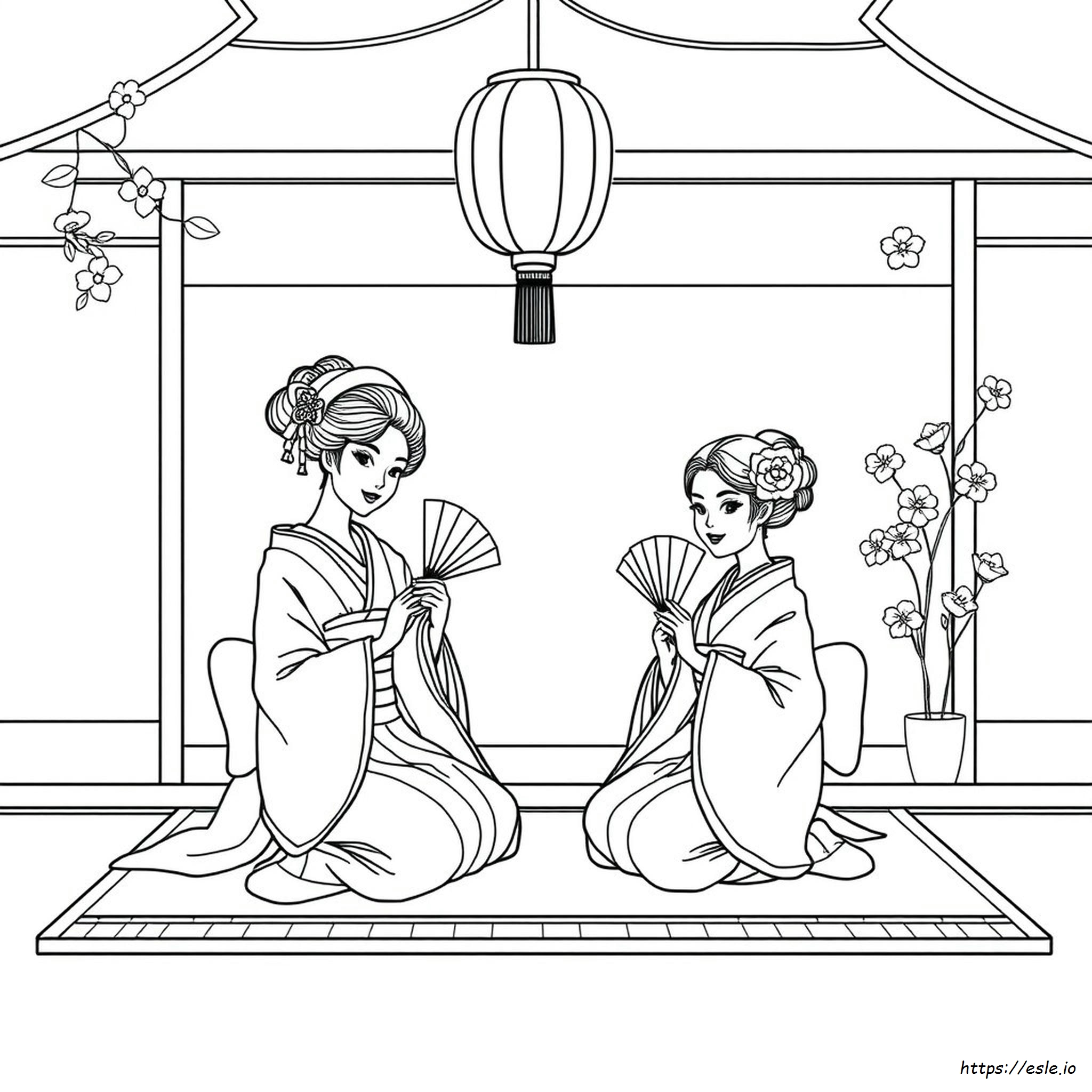 Beautiful Geisha Coloring Pages