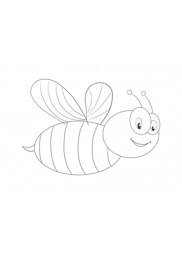 Cute bee flying coloring picture free to print