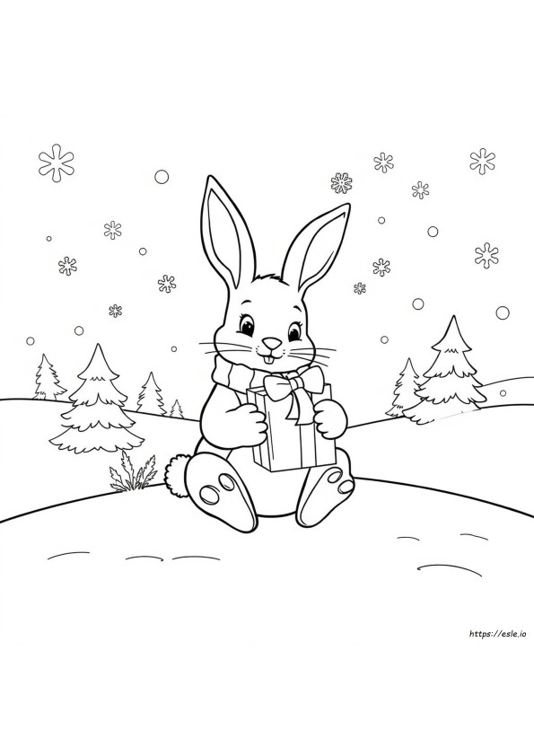 Christmas Bunny Colouring Pages