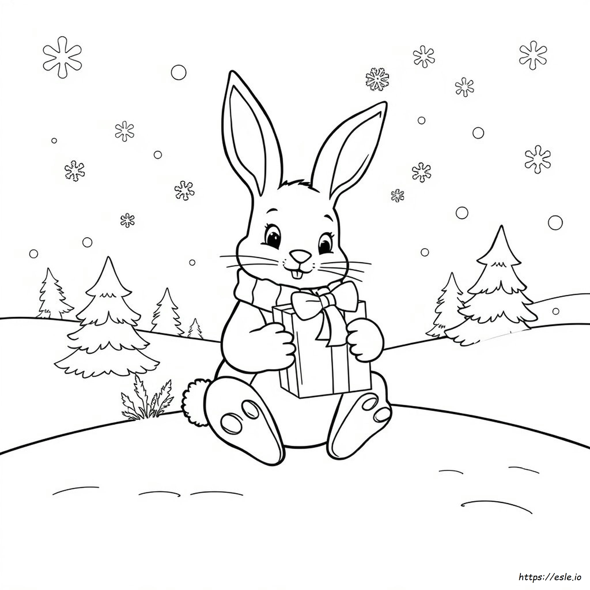 Christmas Bunny Colouring Pages