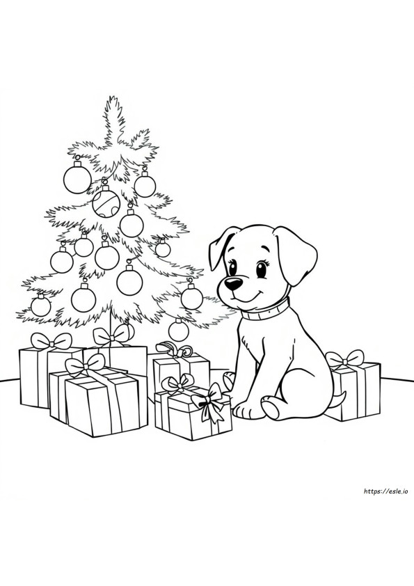 Christmas Puppy Colouring Pages