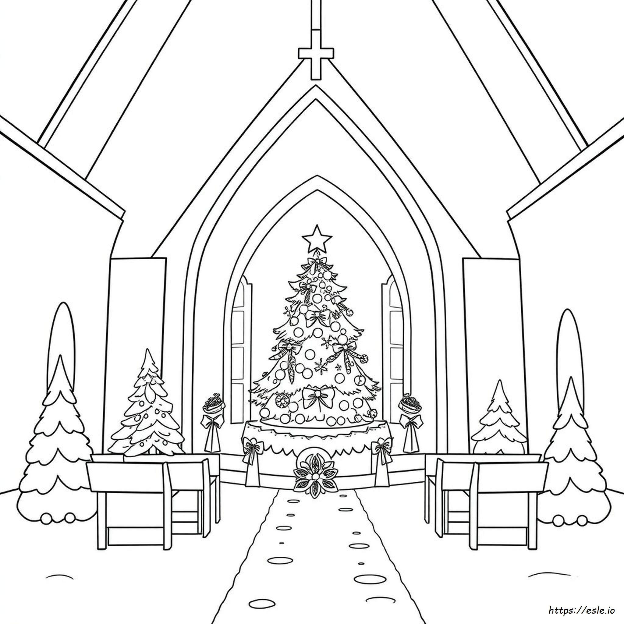 Christmas Church Coloring Page