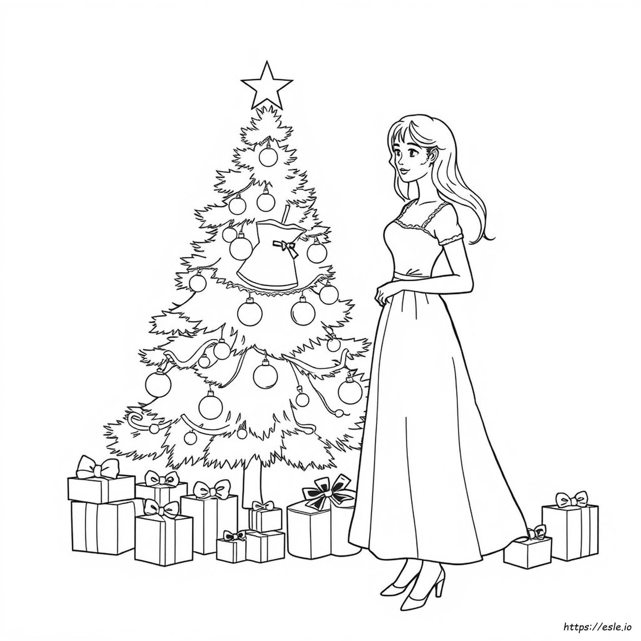 Gaun Natal Gambar Mewarnai - Gratis Untuk Dicetak