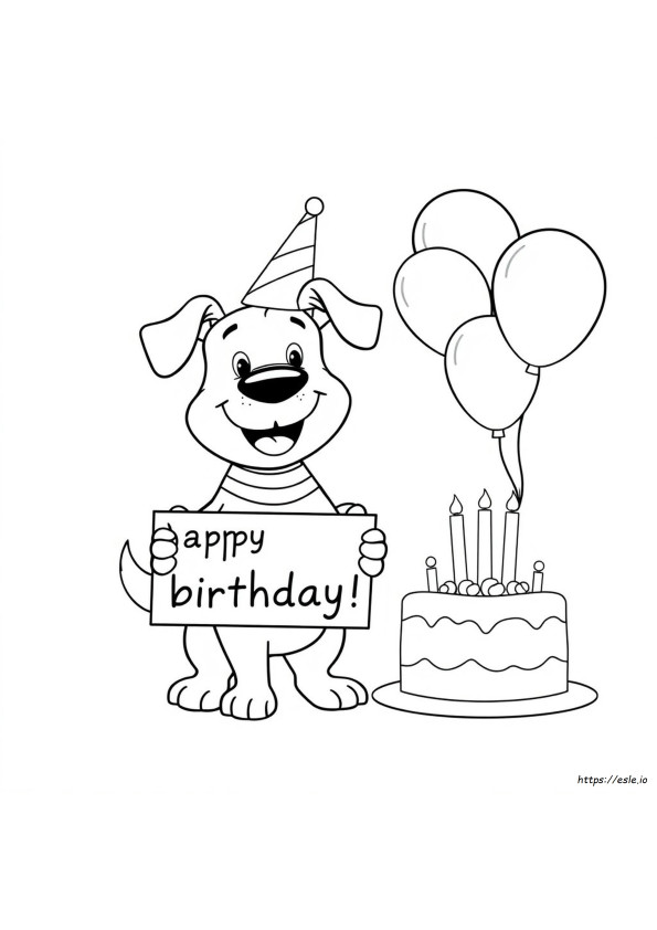 Printable Happy Birthday Dog Coloring Pages