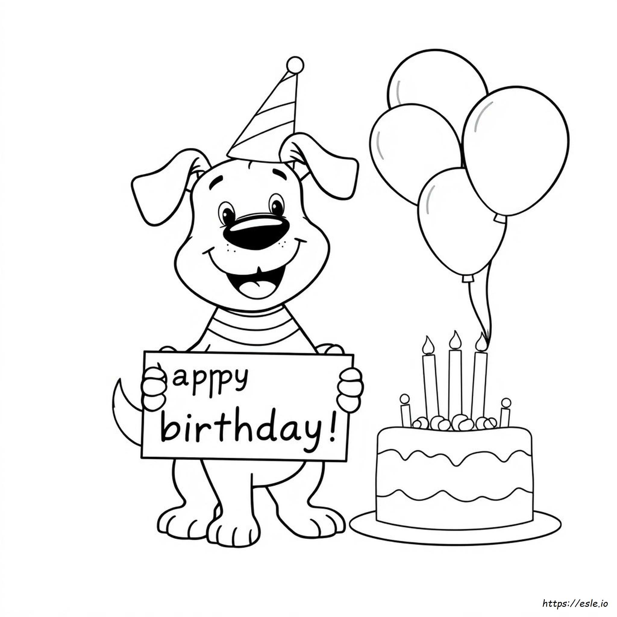 Páginas Para Colorear De Perro De Feliz Cumpleaños Para Imprimir