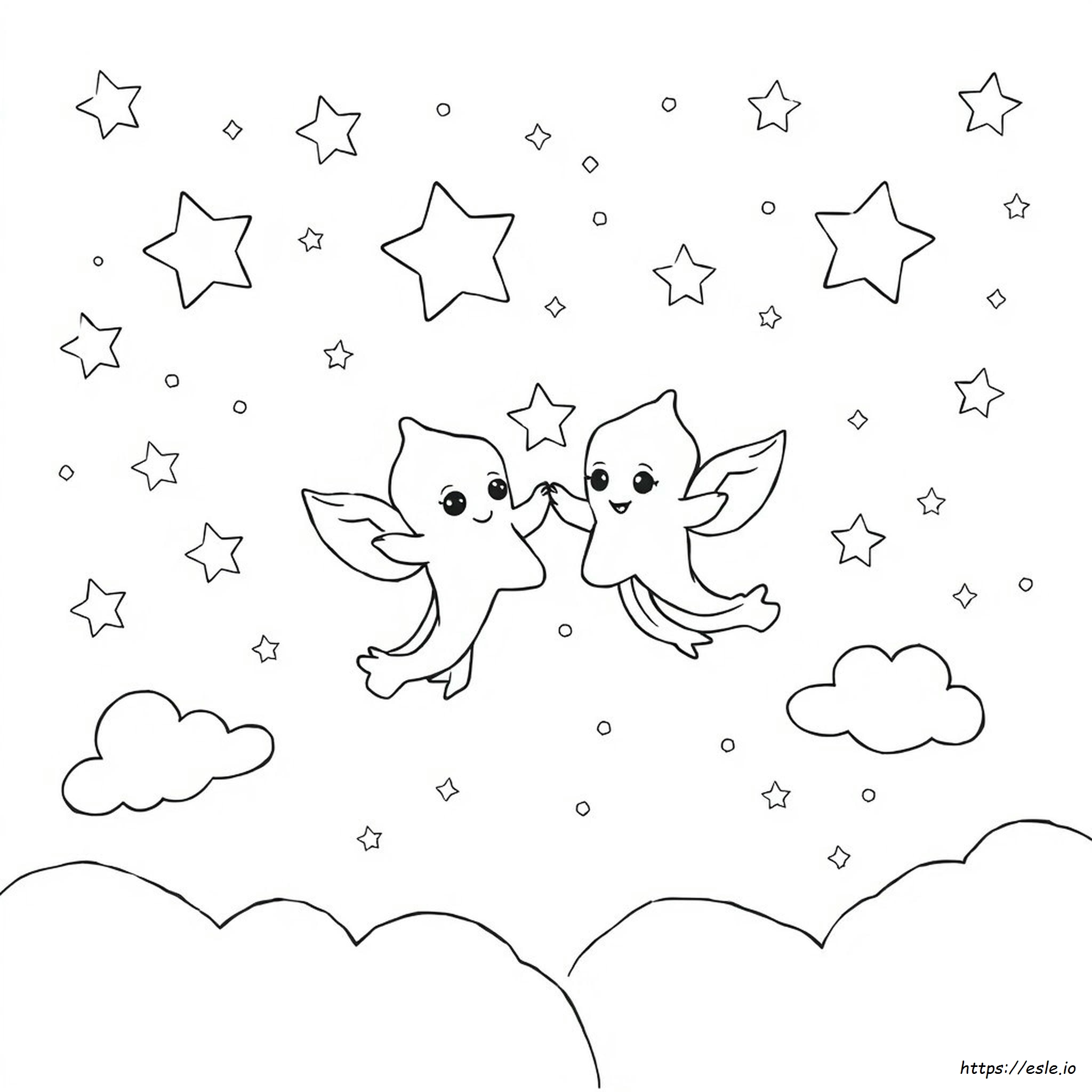 Gambar Mewarnai Little Twin Stars - Gratis Untuk Dicetak